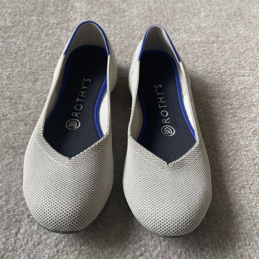 Rothy’s Shoes Womens Size 7.5 Taupe Gray/Beige The Flat Casual Knit Ballet Flats - Picture 2 of 13